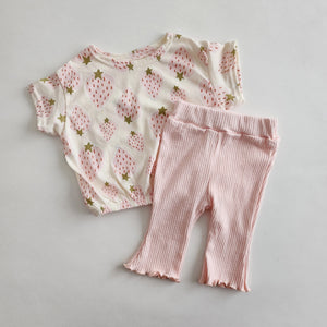 Toddler Aosta Lettuce Edge Ribbed Pants (0-5y) - Pink