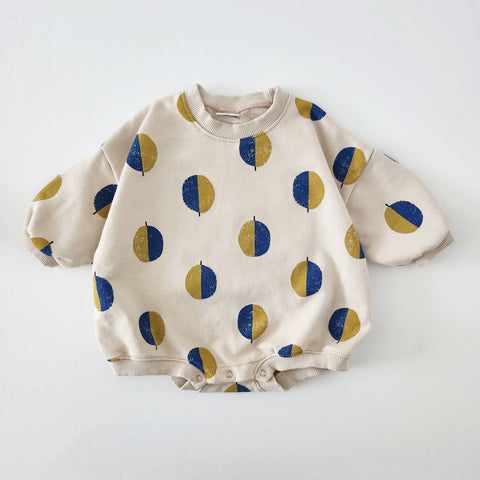 Toddler Balloon Print Sweatshirt Romper  (3m-3y)  - Beige - AT NOON STORE