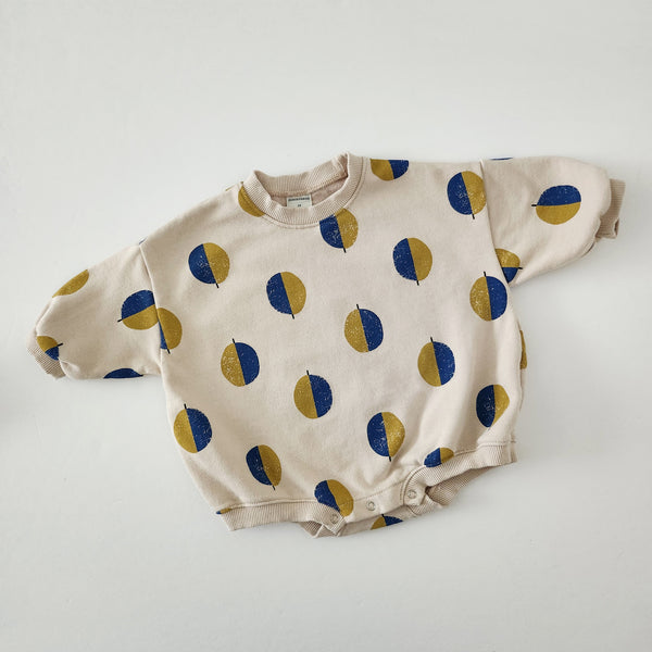 Toddler Balloon Print Sweatshirt Romper  (3m-3y)  - Beige - AT NOON STORE