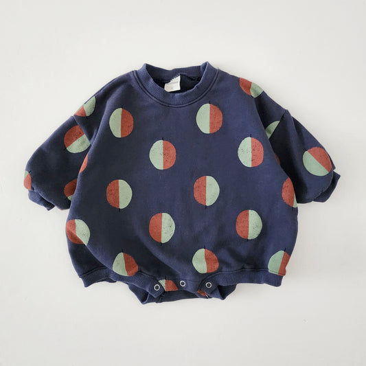 Toddler Balloon Print Sweatshirt Romper  (3m-3y)  - Navy - AT NOON STORE