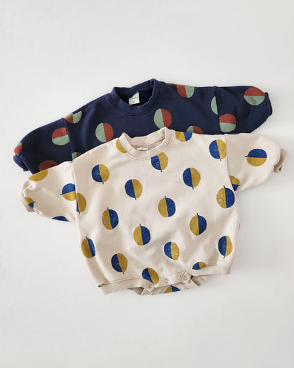 Toddler Balloon Print Sweatshirt Romper  (3m-3y)  - Beige - AT NOON STORE