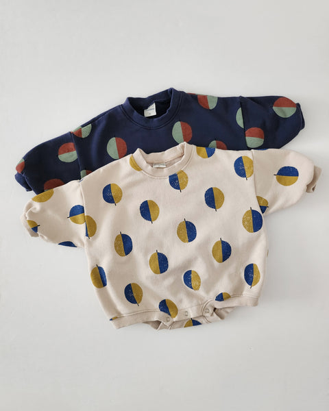 Toddler Balloon Print Sweatshirt Romper  (3m-3y)  - Navy
