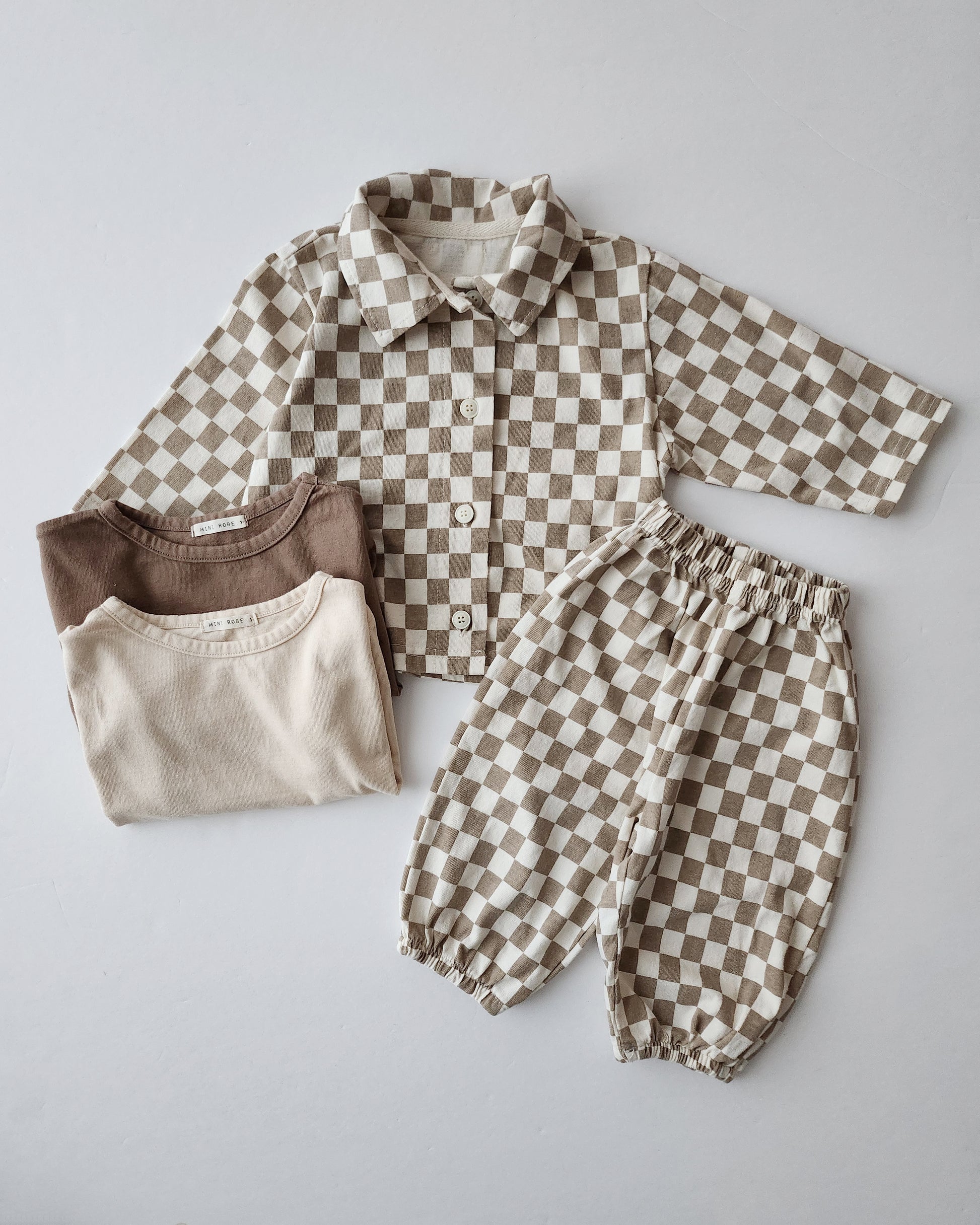 Toddler Checkered Shirt (3-36m) - Check Beige - AT NOON STORE