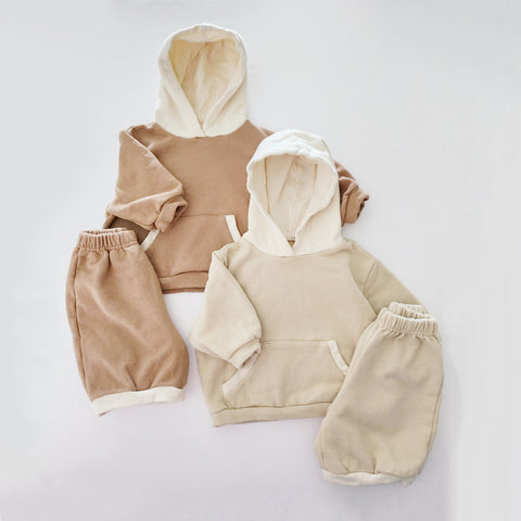 Toddler Contrast Trim Hoodie and Pants Set (1-5y) - 2 Colors - AT NOON STORE