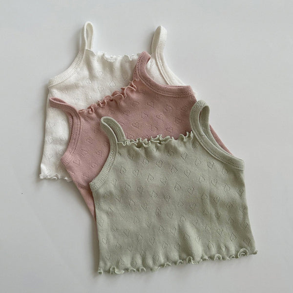 Toddler Heart Pointelle Lettuce-Edge Cami Top (0-5y) - 3 Colors - AT NOON STORE