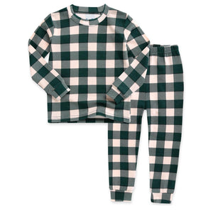 Toddler Kids Plaid 2 Piece Pajama Set (1-5y) - Green - AT NOON STORE