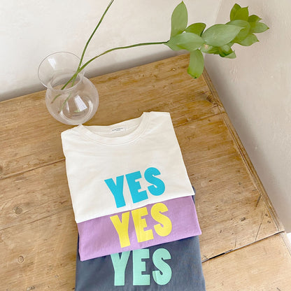 Toddler/Mom Yes Print Short Sleeve T-Shirt (2-7y, Mom) - Purple - AT NOON STORE