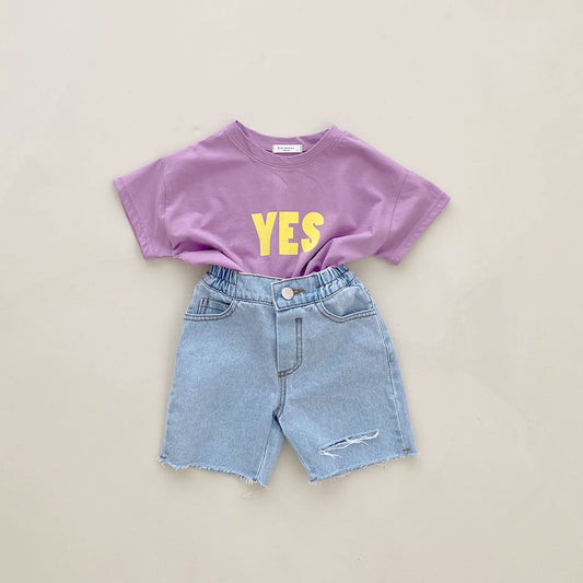Toddler/Mom Yes Print Short Sleeve T-Shirt (2-7y, Mom) - Purple - AT NOON STORE