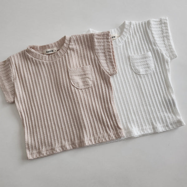 Toddler Short Sleeve Ribbed Pocket T-Shirt and Shorts Set (0-5y)- 2 Colors