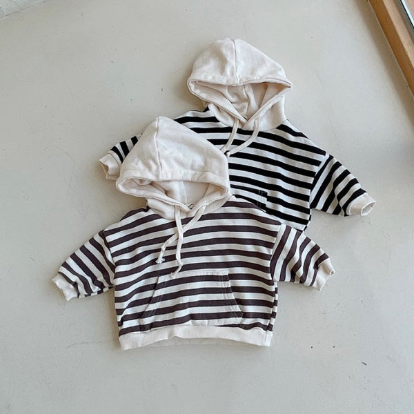 Toddler Striped Hoodie (1-5y) - Black Striped - AT NOON STORE