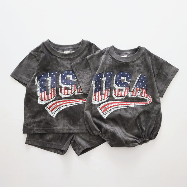 Baby USA Tie-Dye T-Shirt Romper (0-18m) - Gray - AT NOON STORE
