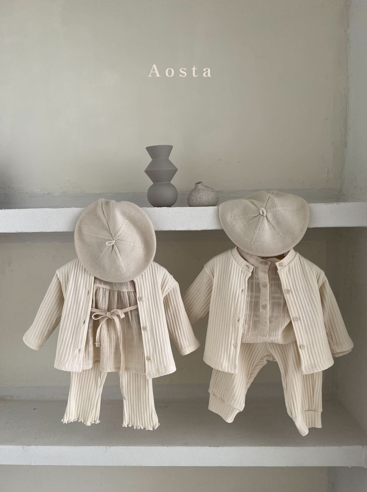 Baby Aosta Ribbed Cardigan (4-5y) - Ivory kids outfit