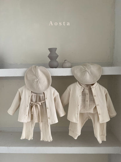 Baby Aosta Ribbed Cardigan (4-5y) - Ivory kids outfit