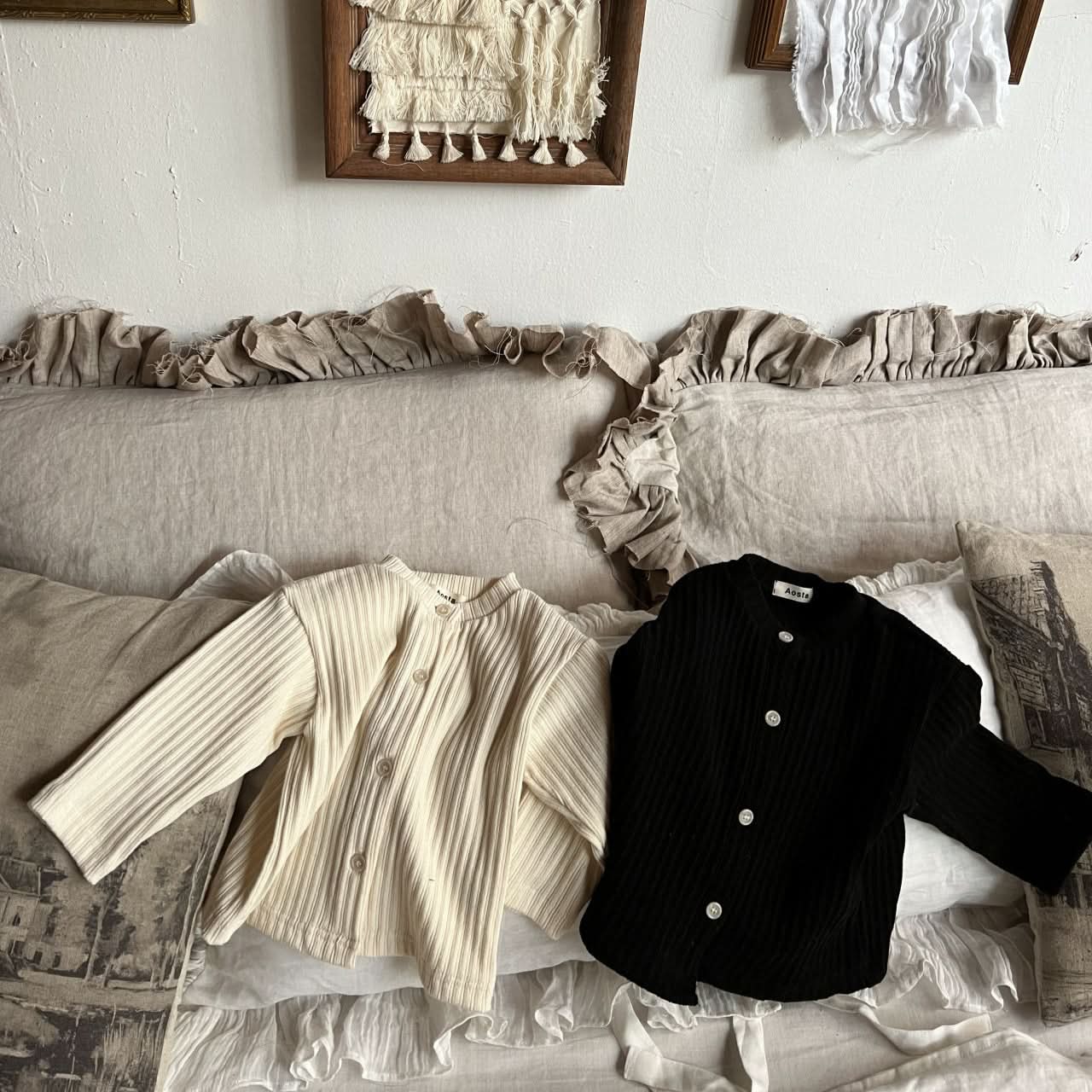 Baby Aosta Ribbed Cardigan (4-5y) - Ivory kids outfit