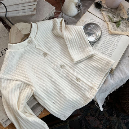 Baby Aosta Ribbed Cardigan (4-5y) - Ivory kids outfit