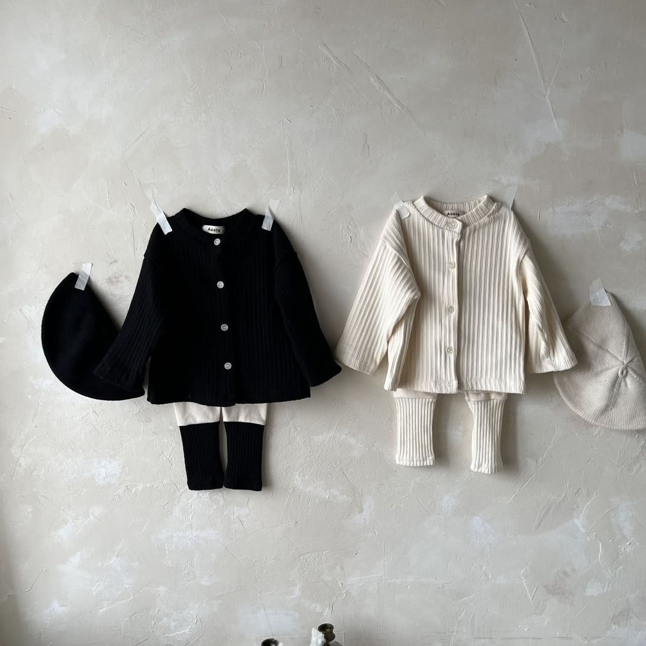 Baby Aosta Ribbed Cardigan (4-5y) - Ivory kids outfit