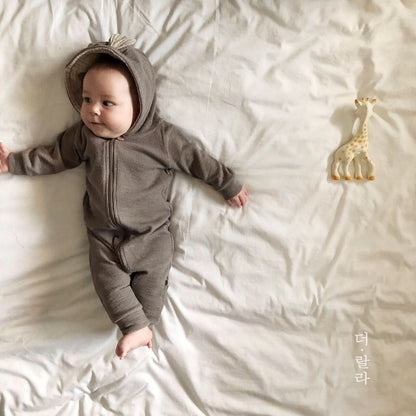 Baby Bambi Hooded Jumpsuit - Gray kids outfit