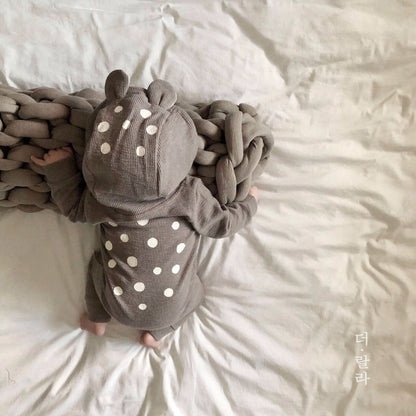 Baby Bambi Hooded Jumpsuit - Gray kids outfit