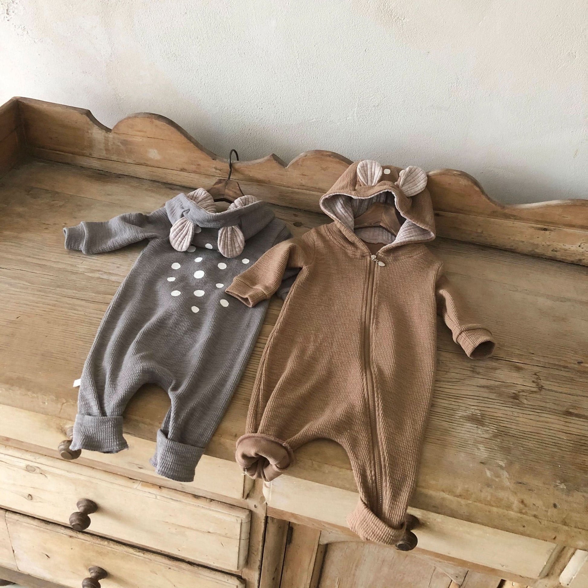 Baby Bambi Hooded Jumpsuit - Gray kids outfit