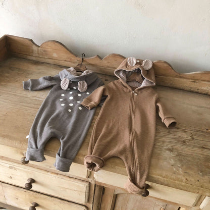Baby Bambi Hooded Jumpsuit - Gray kids outfit