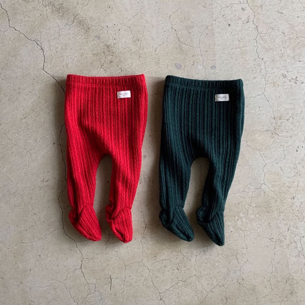 Baby BH Cable Ribbed Footed Pants (3 - 6m) - 2 Colors kids outfit