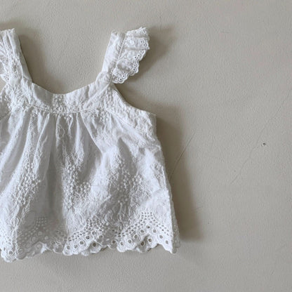 Baby BH Embroidery Ruffle - Sleeve Top (3 - 18m) - 2 Colors kids outfit