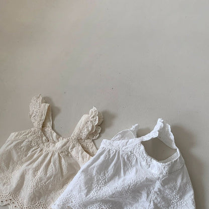 Baby BH Embroidery Ruffle - Sleeve Top (3 - 18m) - 2 Colors kids outfit