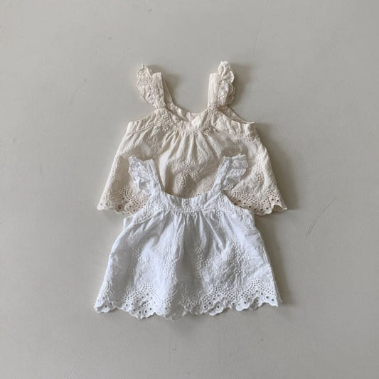 Baby BH Embroidery Ruffle - Sleeve Top (3 - 18m) - 2 Colors kids outfit