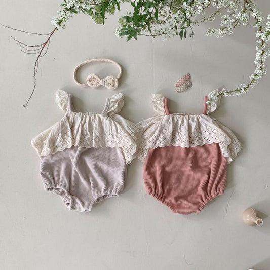 Baby BH Eyelet Lace Ruffle Romper (3 - 18m) - 2 Colors kids outfit