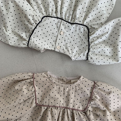 Baby BH Polka Dot Square Yoke Top (3 - 6m) - Cream kids outfit