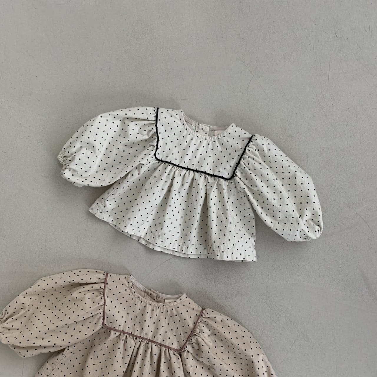 Baby BH Polka Dot Square Yoke Top (3 - 6m) - Cream kids outfit