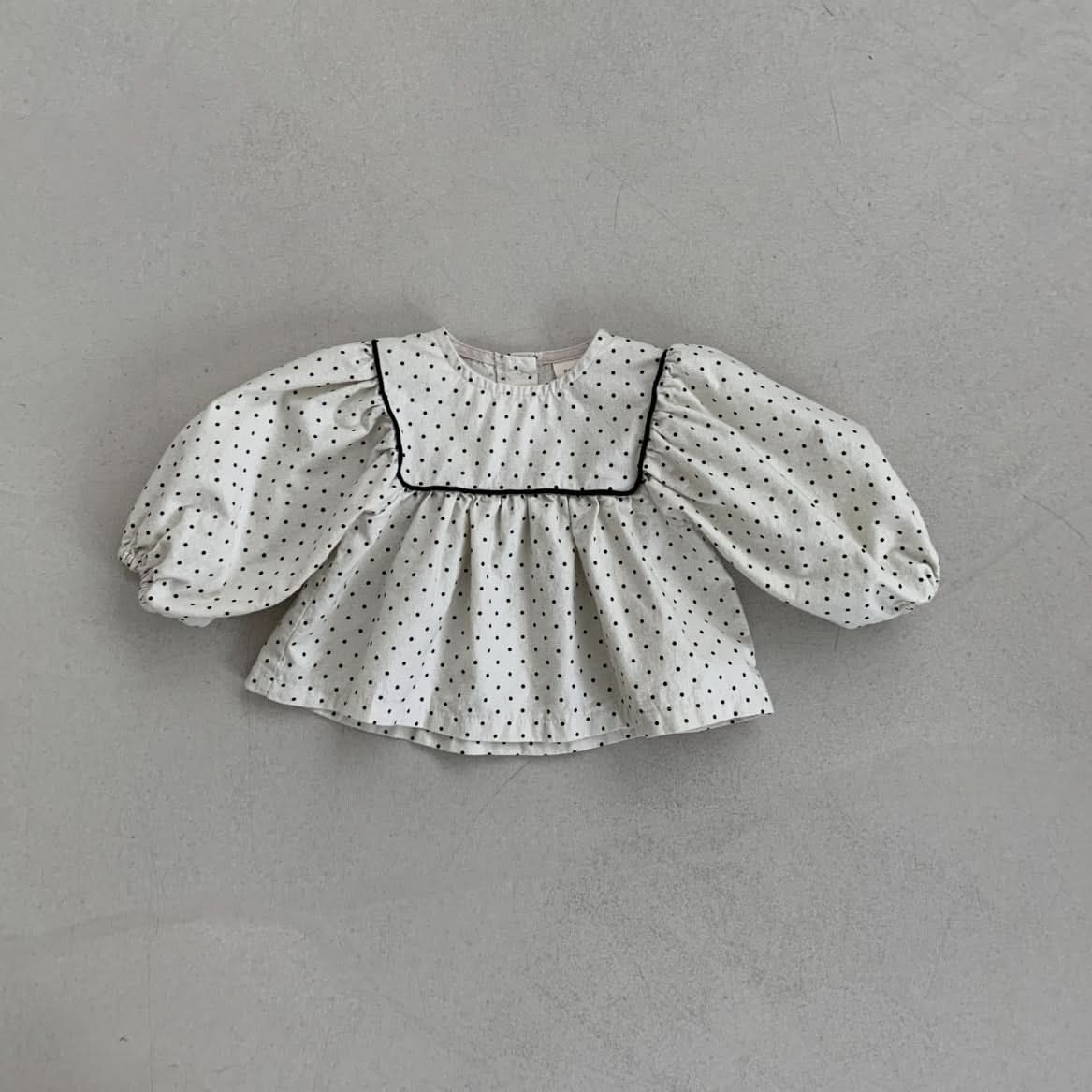 Baby BH Polka Dot Square Yoke Top (3 - 6m) - Cream kids outfit