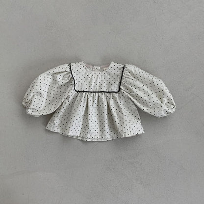 Baby BH Polka Dot Square Yoke Top (3 - 6m) - Cream kids outfit