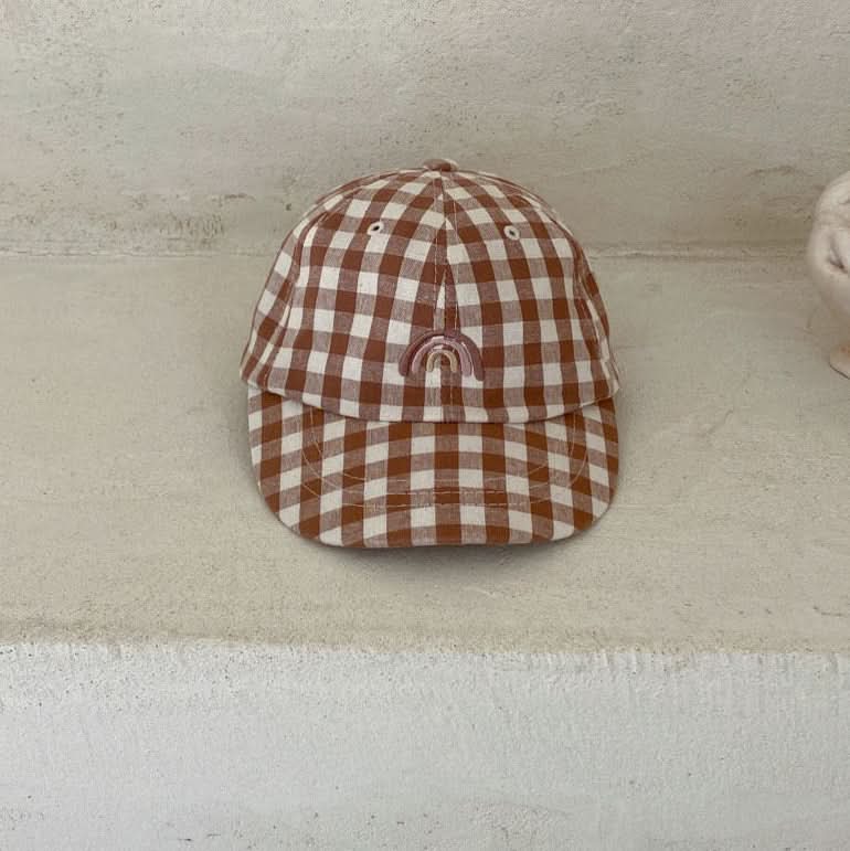 Baby BH Rainbow Baseball Cap (3 - 24m) - Brown Gingham kids outfit