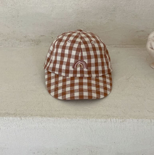 Baby BH Rainbow Baseball Cap (3 - 24m) - Brown Gingham kids outfit
