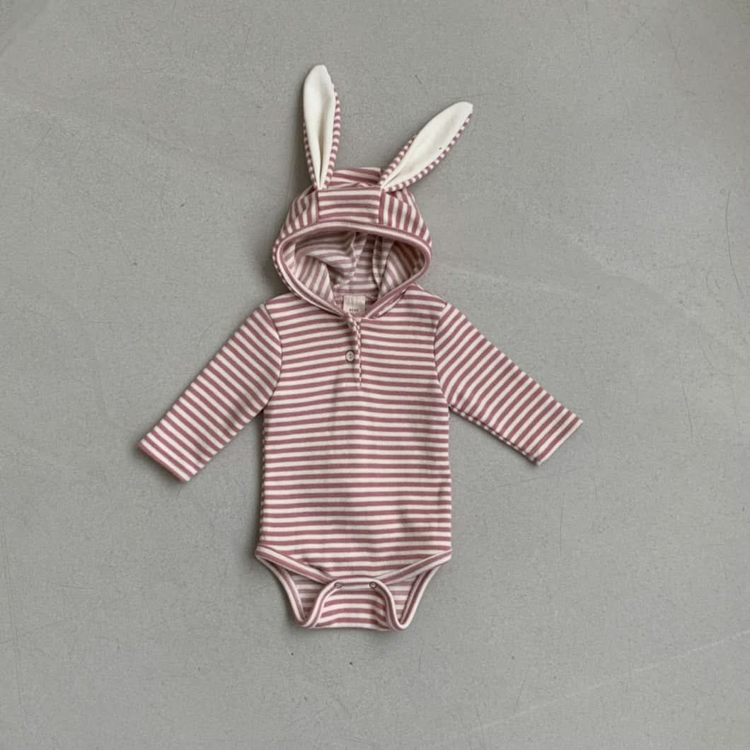 Baby BH Striped Bunny Romper (12 - 18m) - Pink kids outfit