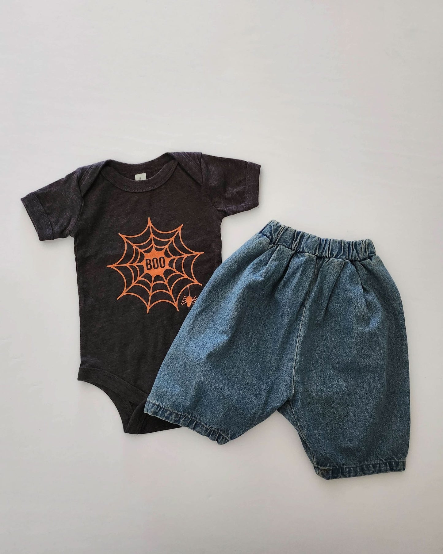 Baby Boo Web Romper (3 - 24m) - Charcoal kids outfit