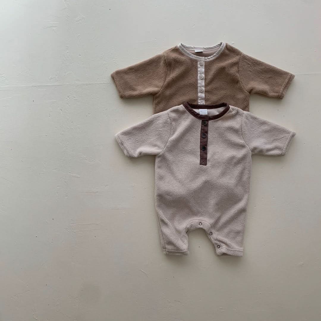 Baby Button Fleece Jumpsuit (0 - 24m) - 2 Colors kids outfit