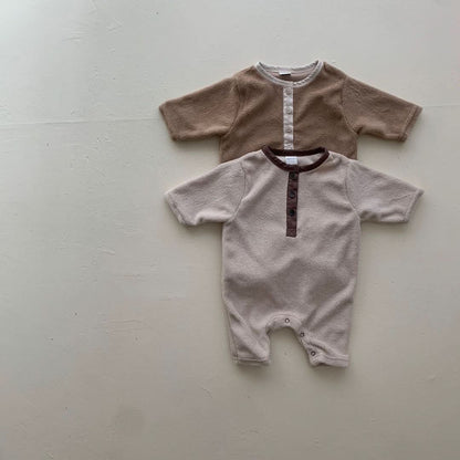 Baby Button Fleece Jumpsuit (0 - 24m) - 2 Colors kids outfit