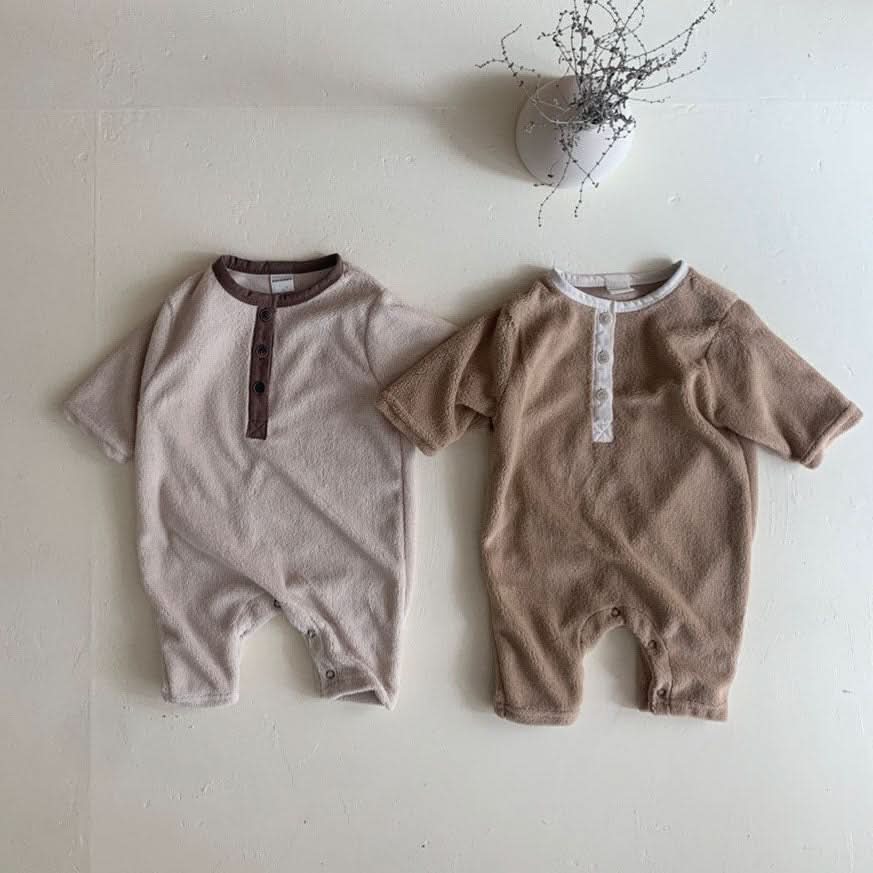 Baby Button Fleece Jumpsuit (0 - 24m) - 2 Colors kids outfit
