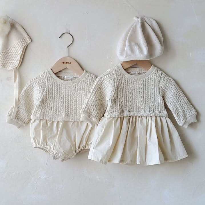 Baby Cable Knit Top Romper (3 - 18m) kids outfit