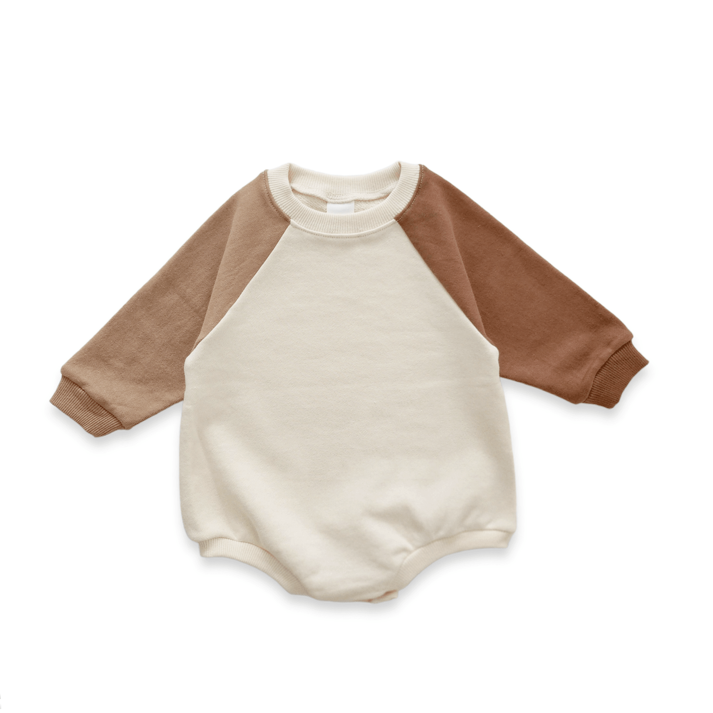 Baby Colorblock Sweatshirt Romper (3 - 24m) - Beige kids outfit