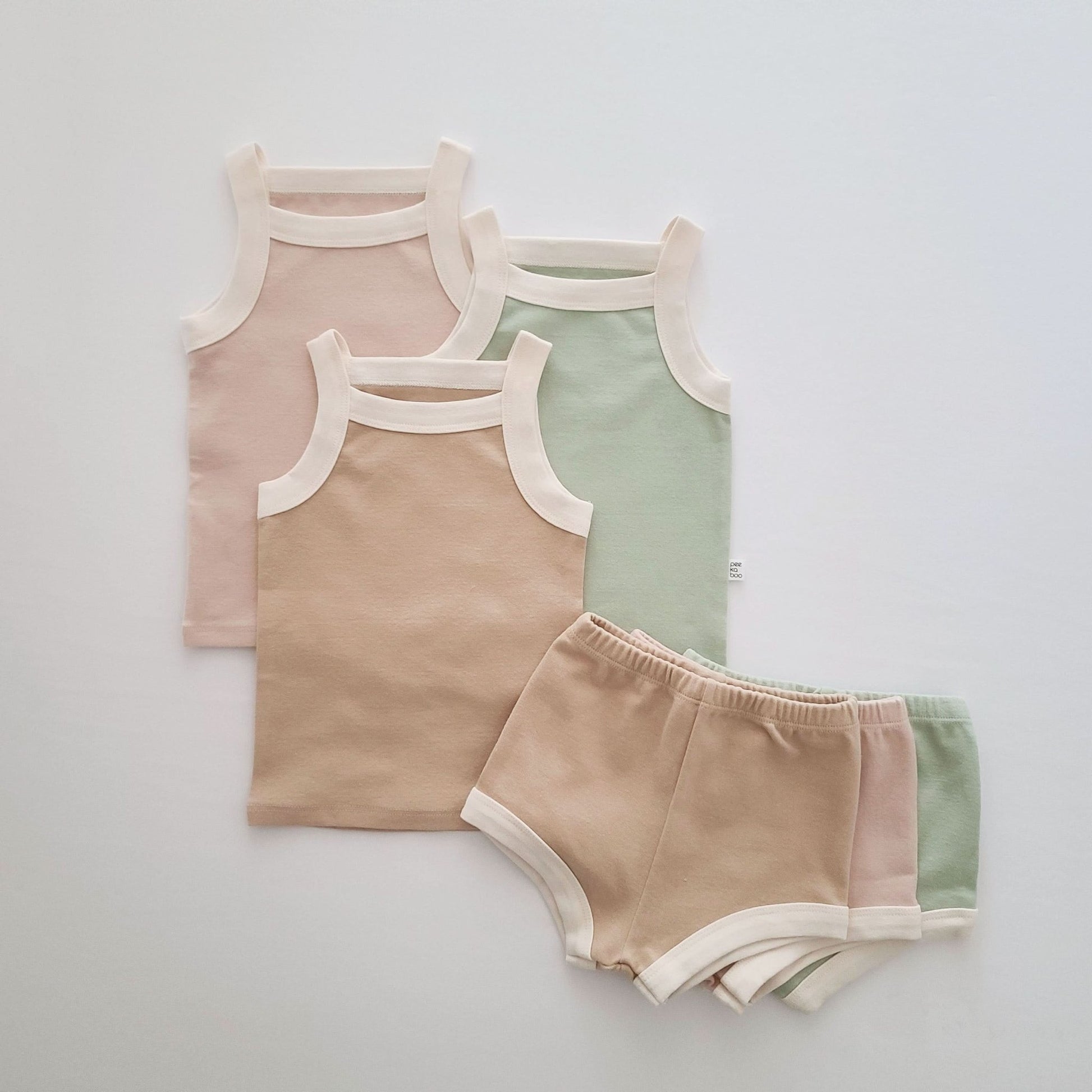 Baby Contrast Trim Cami Bodysuit (3 - 18m) - Beige kids outfit