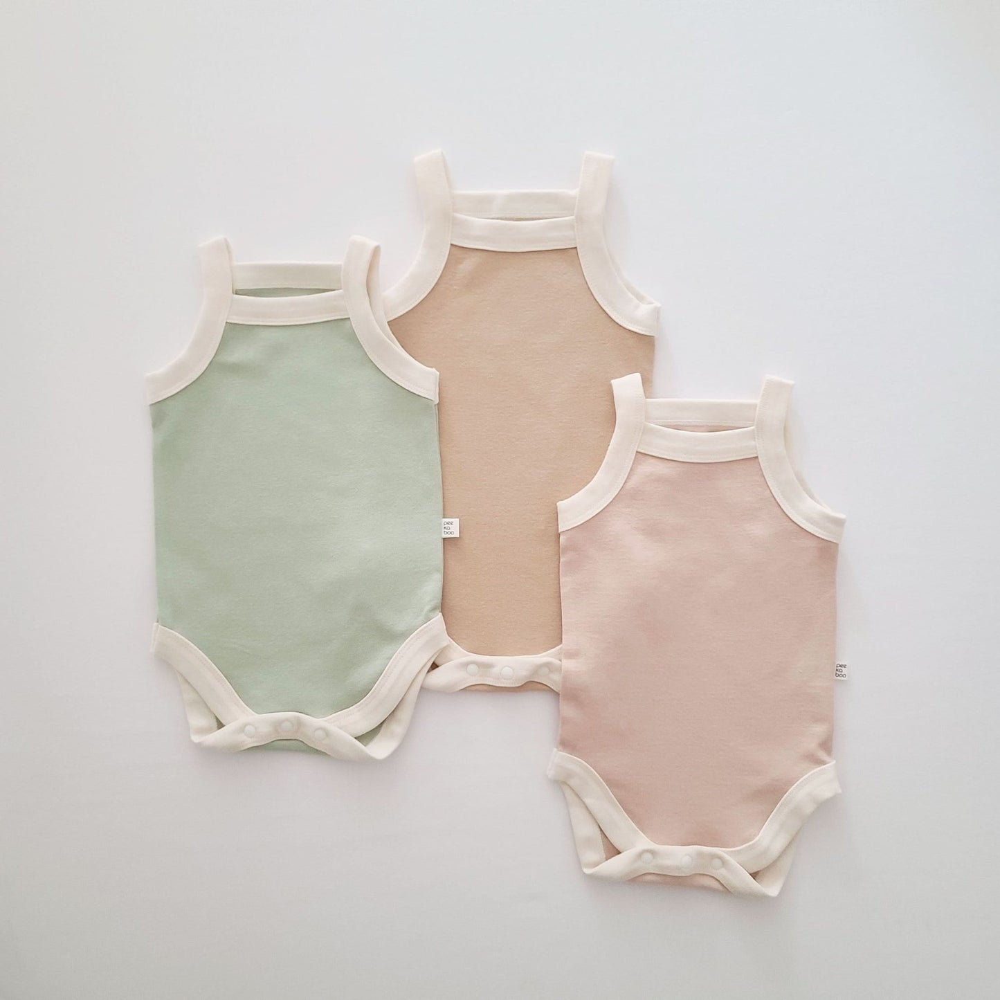 Baby Contrast Trim Cami Bodysuit (3 - 18m) - Beige kids outfit
