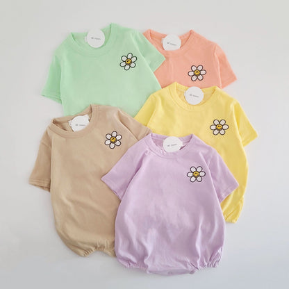 Baby Daisy Embroidery T-Shirt Romper (3-12m) - Lilac kids outfit