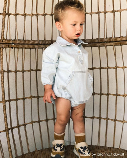 Baby Denim Shirt Romper (4 - 9m) kids outfit