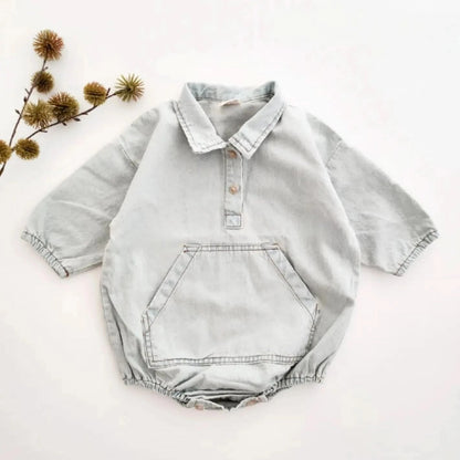Baby Denim Shirt Romper (4 - 9m) kids outfit