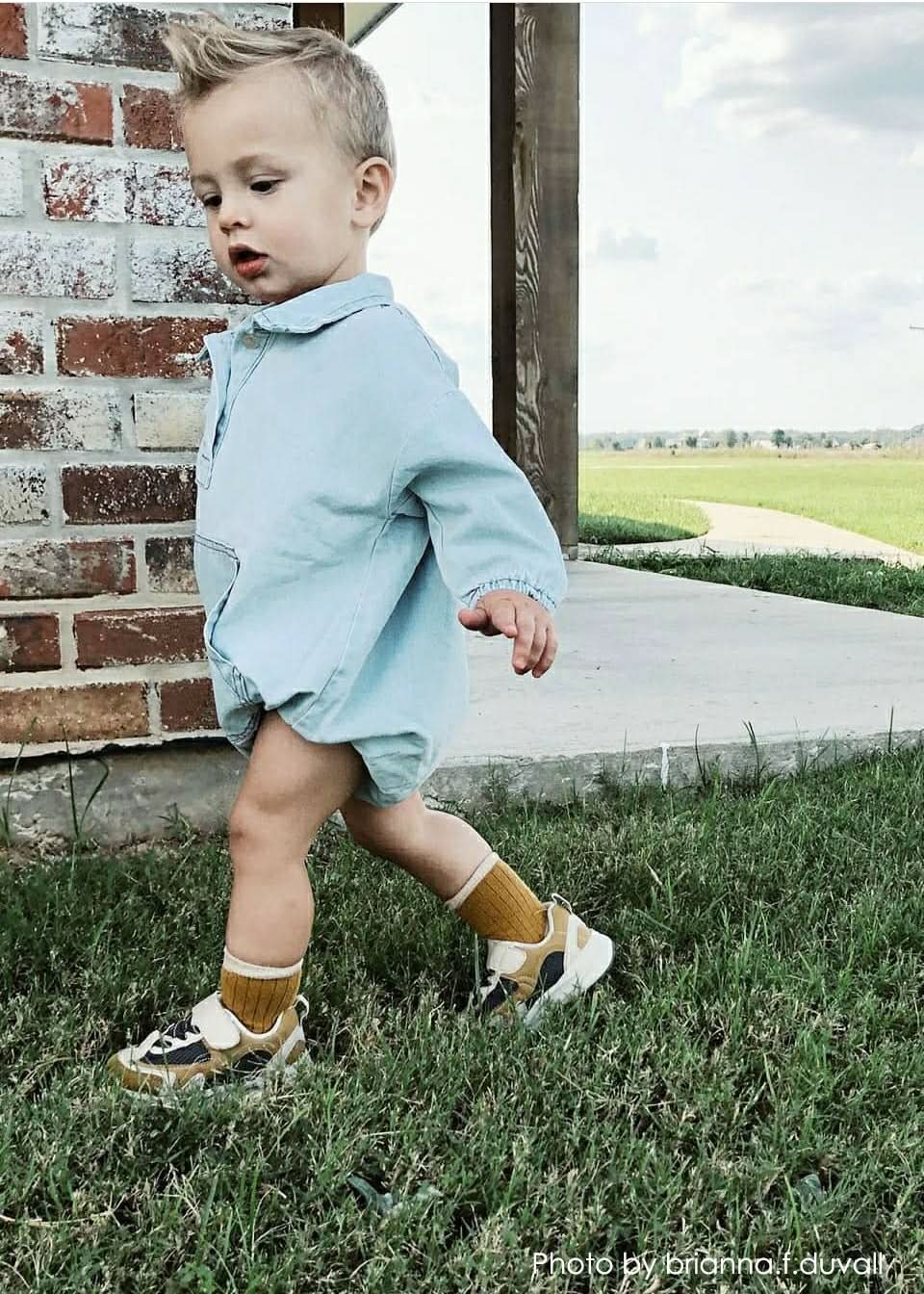 Baby Denim Shirt Romper (4 - 9m) kids outfit