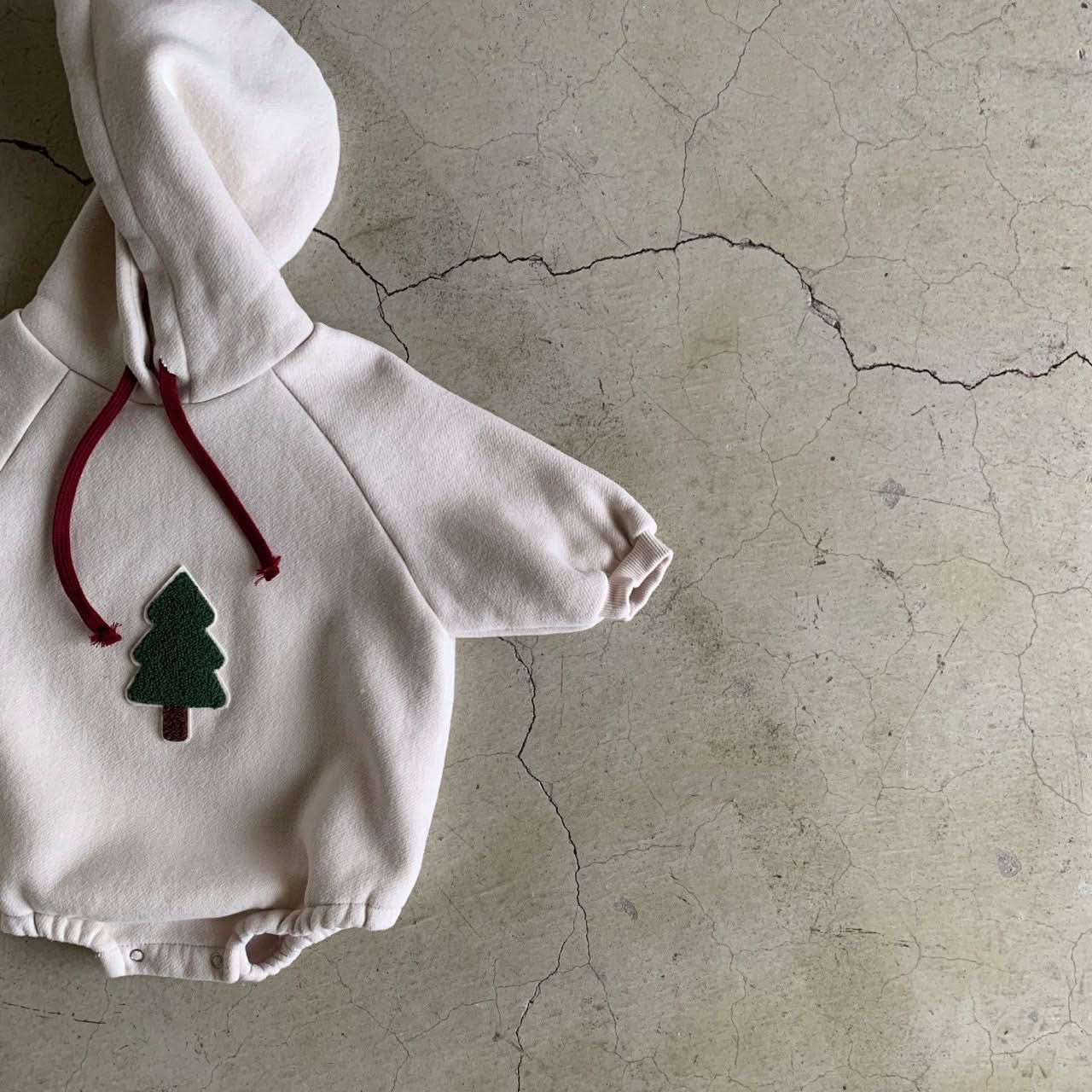 Baby Fleece - Lined Tree Patch Hoodie Romper (12 - 18m) - 2 Colors kids outfit