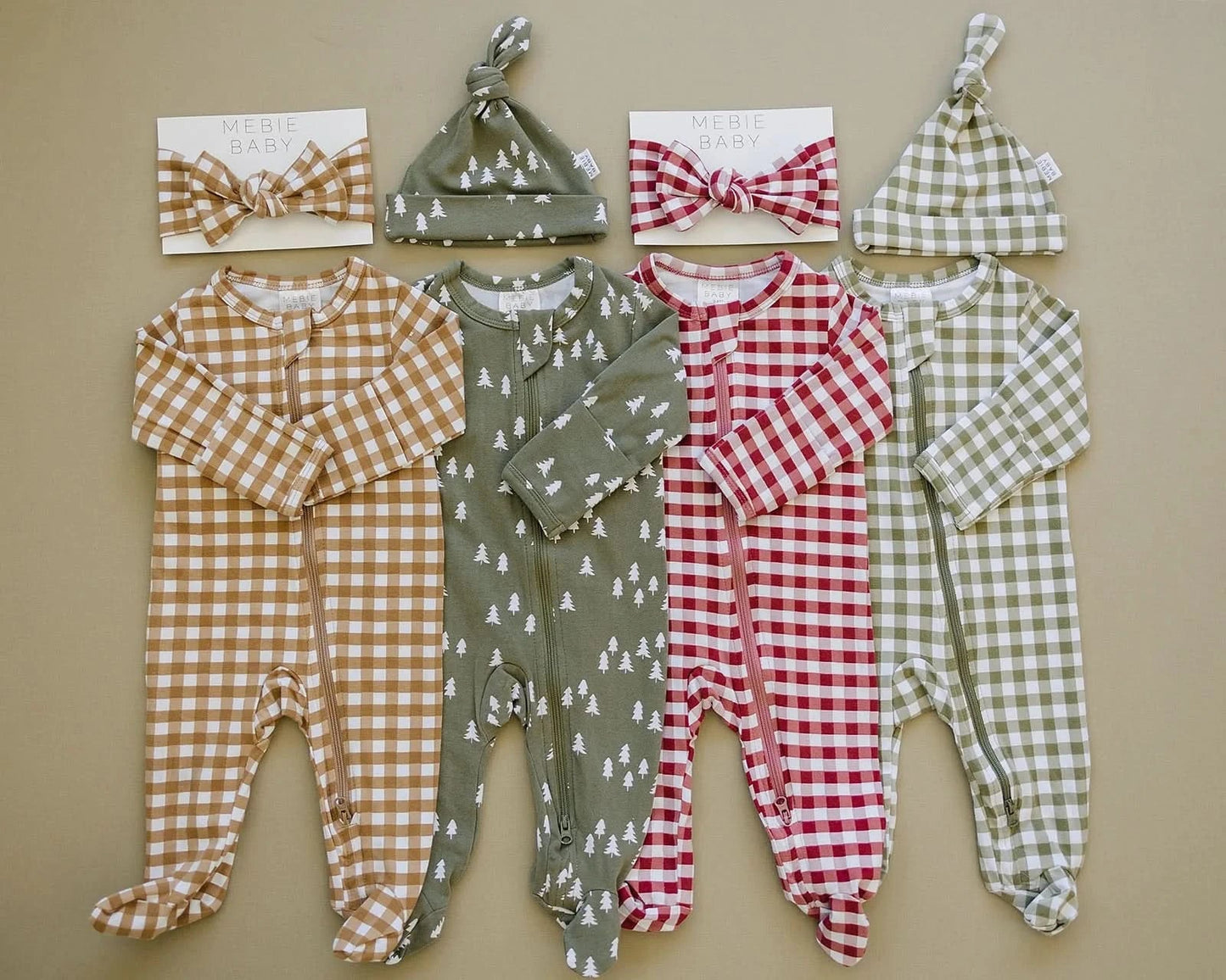 Baby Gingham Zipper Footed Pajama (Newborn - 18m) - Red kids outfit